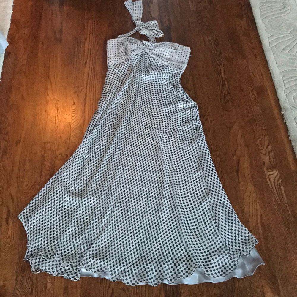 Long strapless, silk dress